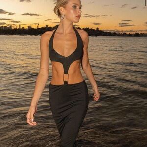 PEPPERMAYO Cutout Black Maxi Dress